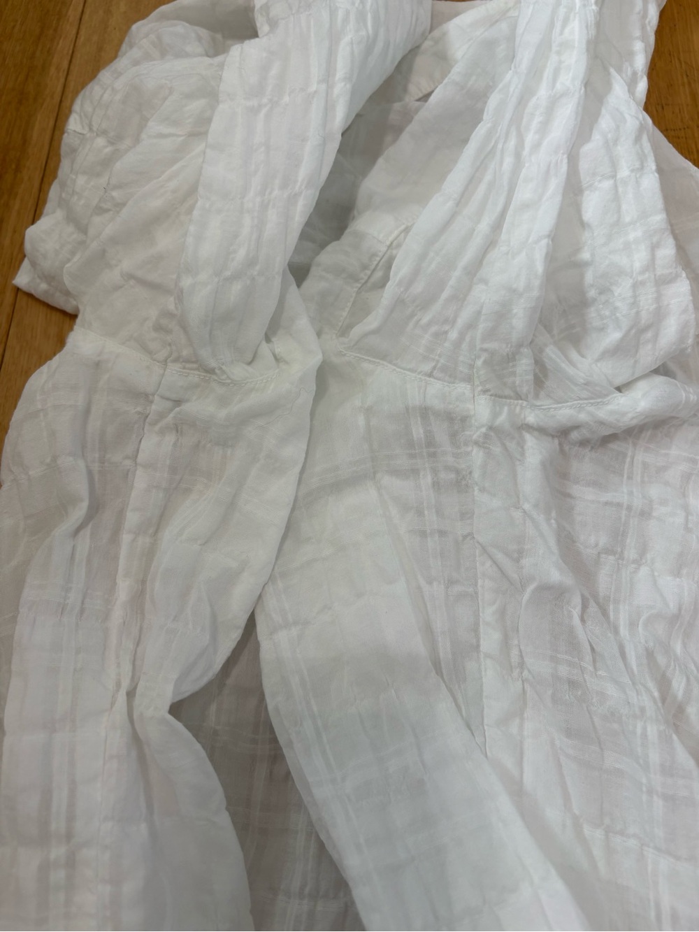 California Tailor White Cotton Gauze Henley Top S Made in USA Crinkle Blouse - Picture 8 of 8